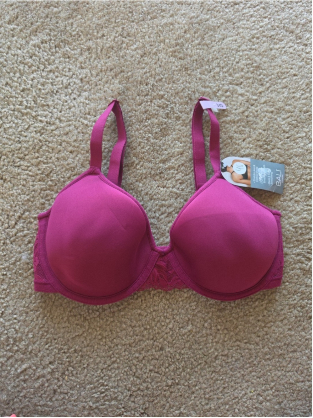 Bali Women's Breathe Lightweight T-Shirt Bra Size 34D Purple
